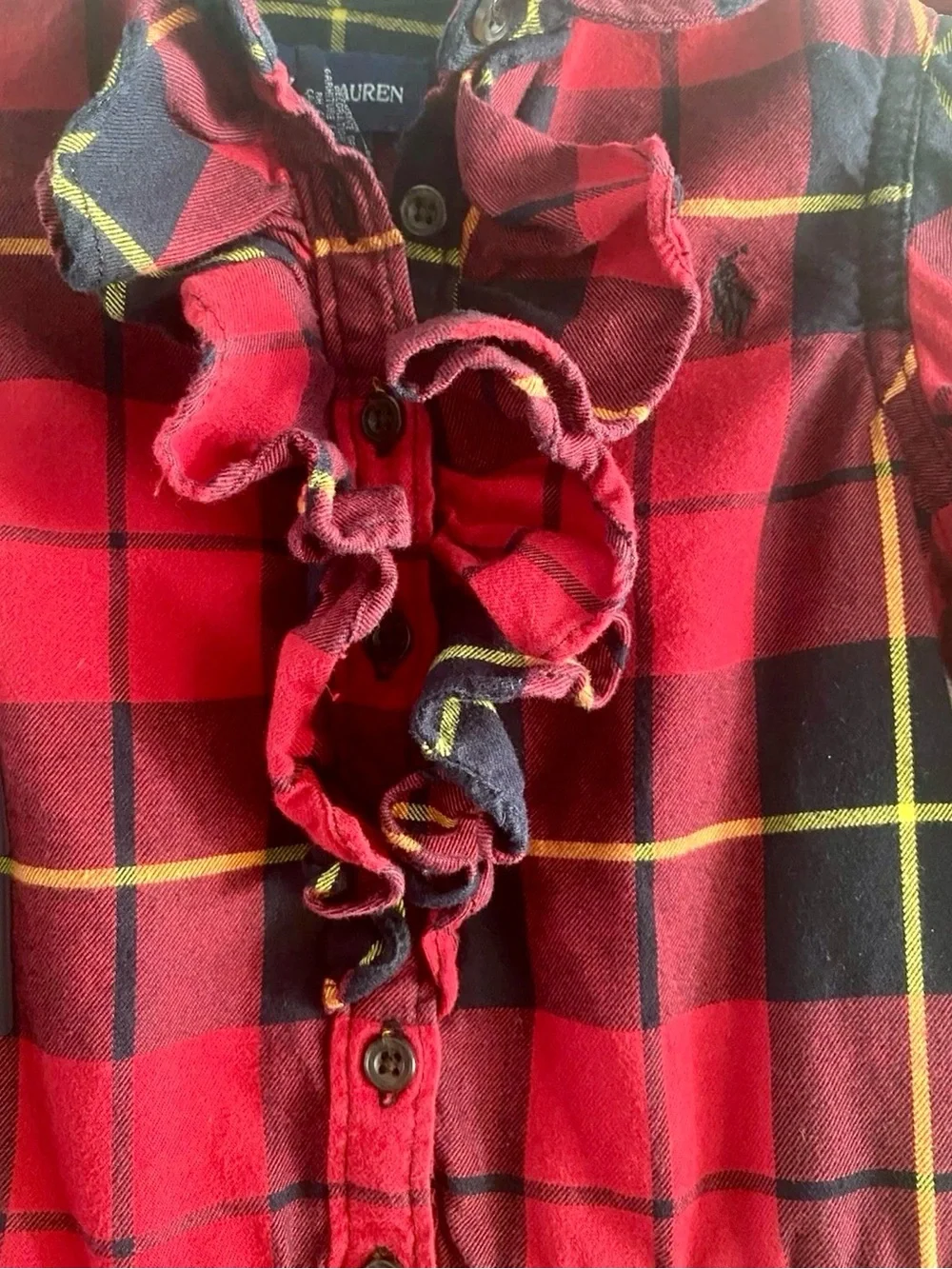 Ralph Lauren Navy, Yellow and Black Plaid Shirt